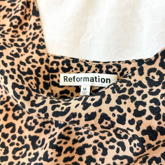 NWOT Reformation Marlow Leopard Print Crepe Mini Dress Size M - Picture 7 of 9